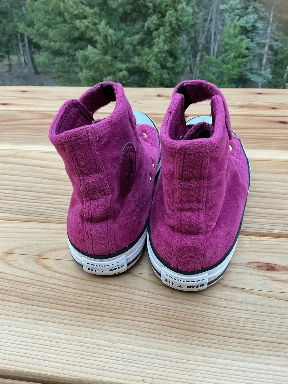 Converse Chuck Taylor All Star Youth 2.5 Purple Velvety Canvas High Tops EUC